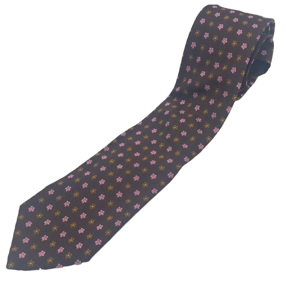 The Custom Shop (Shirtmakers) Brown w/ Pink & brown Daisies Tie